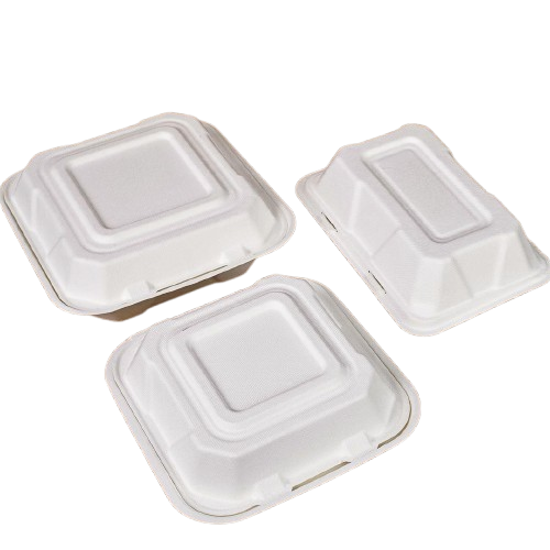Unbleached(Natural Brown) Plain Bagasse Clamshell Image