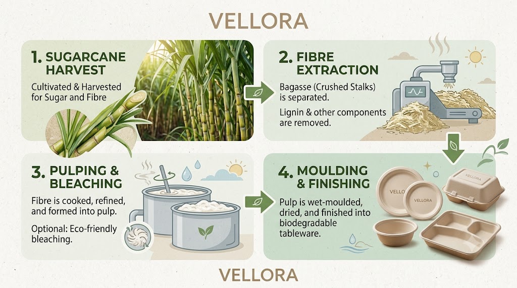 Food packaging products made from sugarcane bagasse fibre